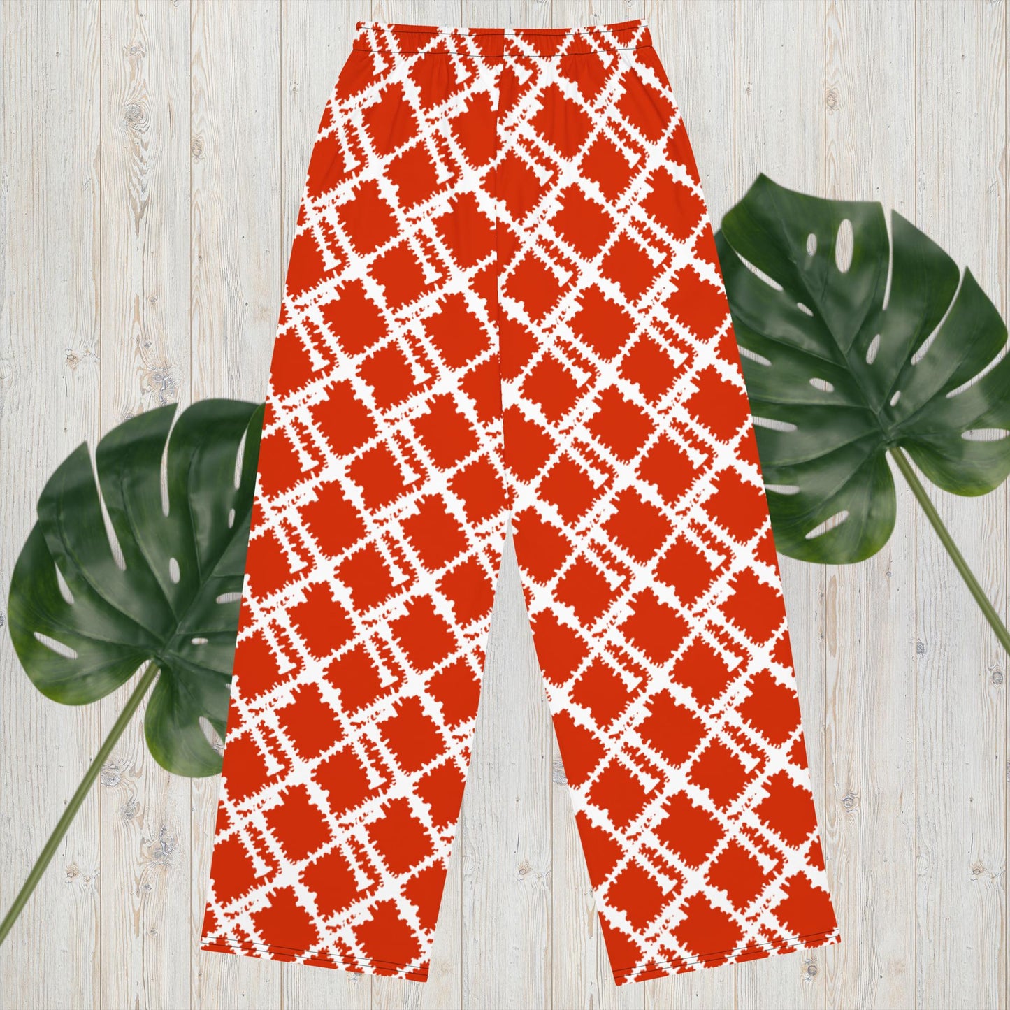 Red Movement Pajama Pants - unisex wide - leg pants - Squirrellyartmama