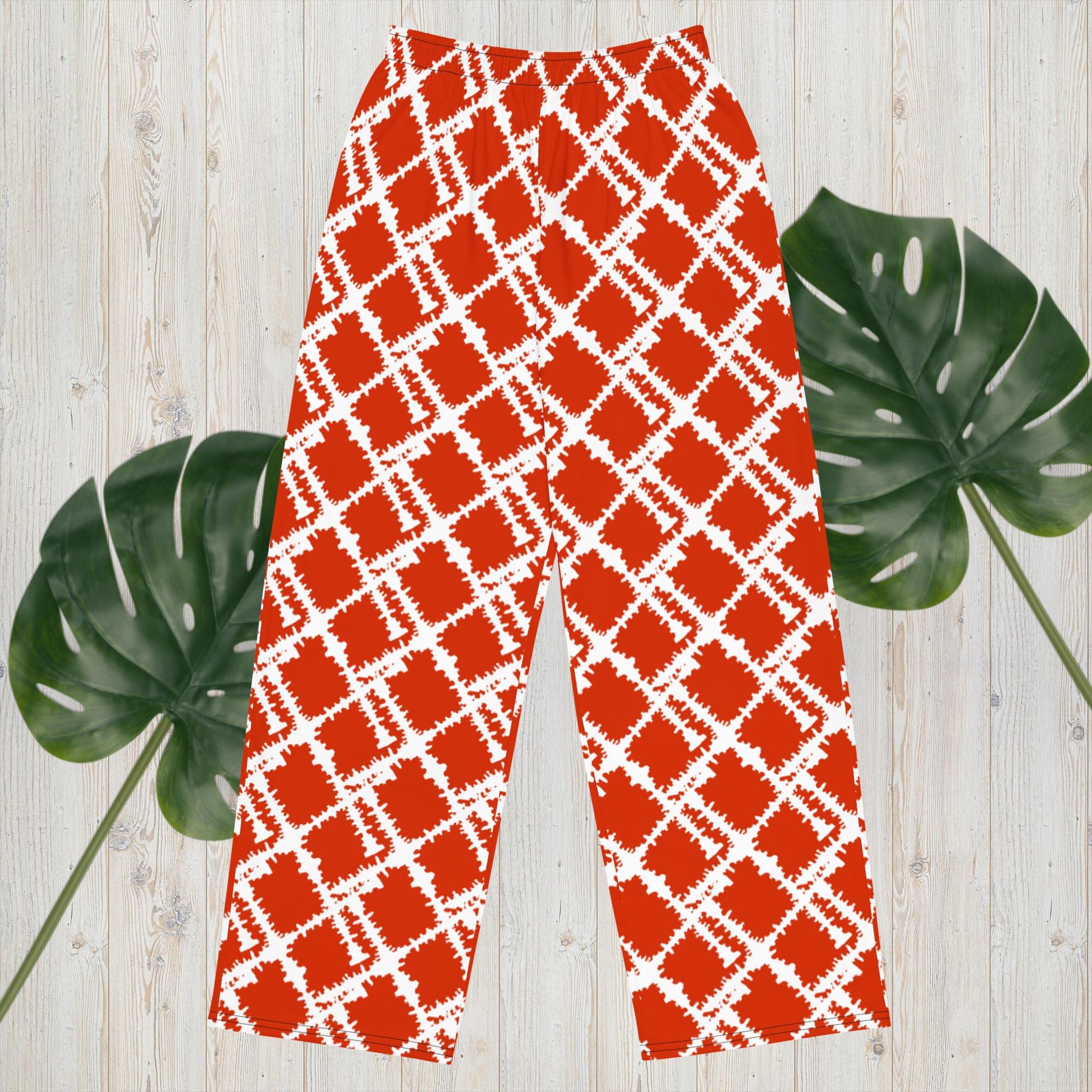 Red Movement Pajama Pants - unisex wide - leg pants - Squirrellyartmama