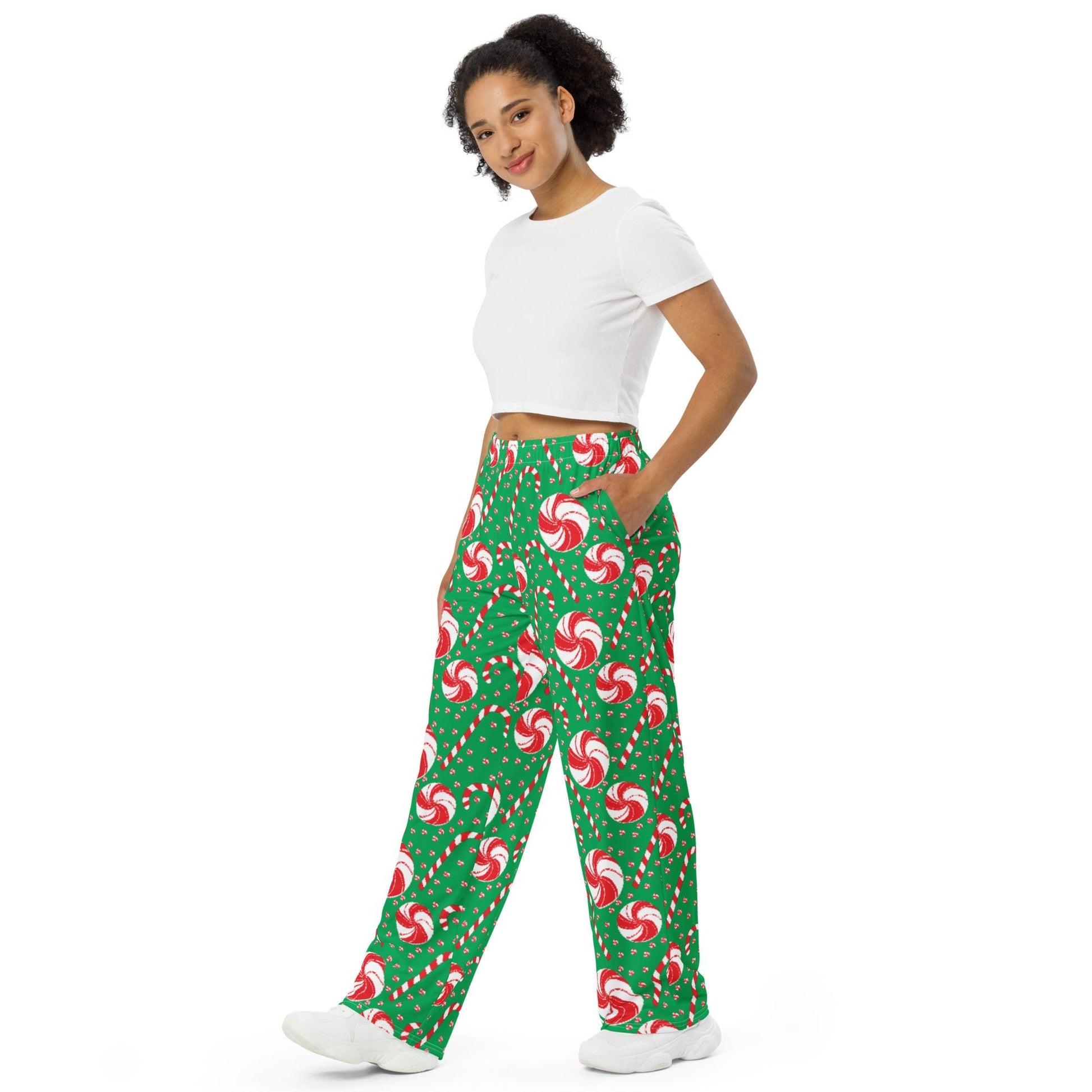 Sweet Holiday Pajama Pants - Unisex wide - leg Holiday Pants - Squirrellyartmama