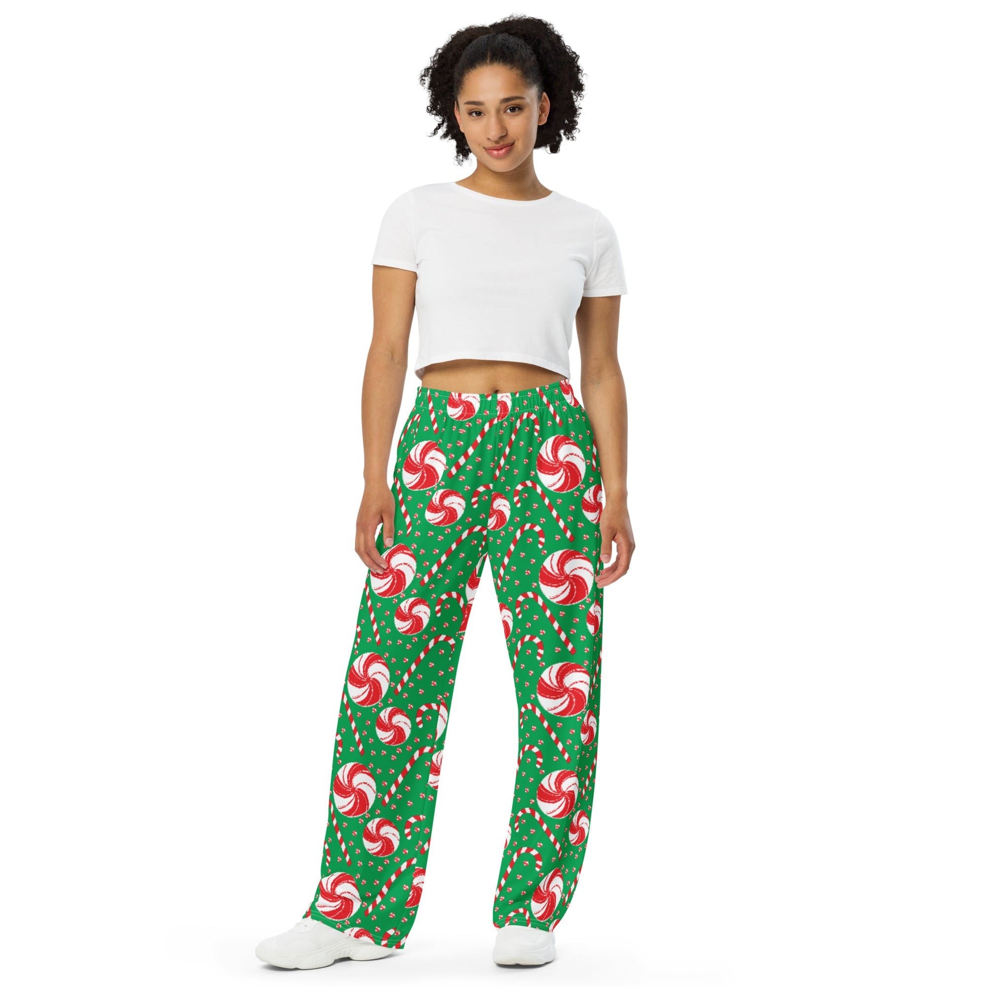 Sweet Holiday Pajama Pants - Unisex wide - leg Holiday Pants - Squirrellyartmama