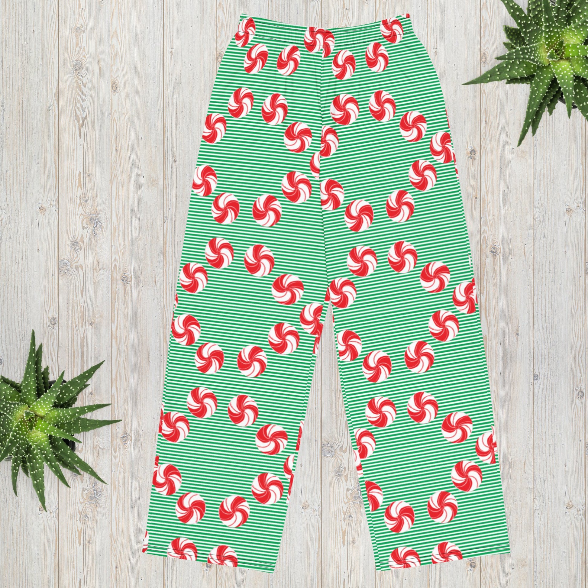 Sweet Peppermint Candy Pajamas - unisex wide - leg pants - Squirrellyartmama