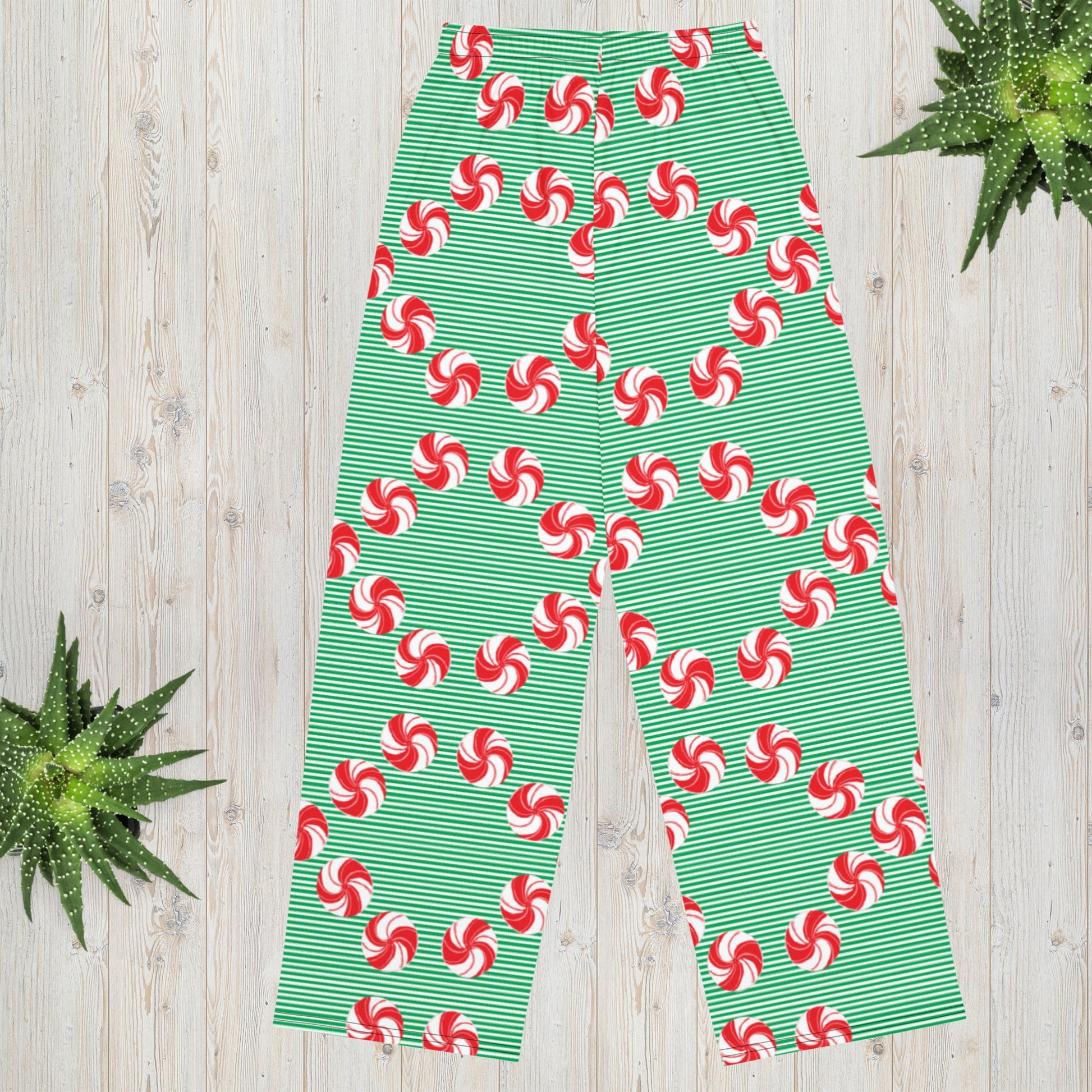 Sweet Peppermint Candy Pajamas - unisex wide - leg pants - Squirrellyartmama