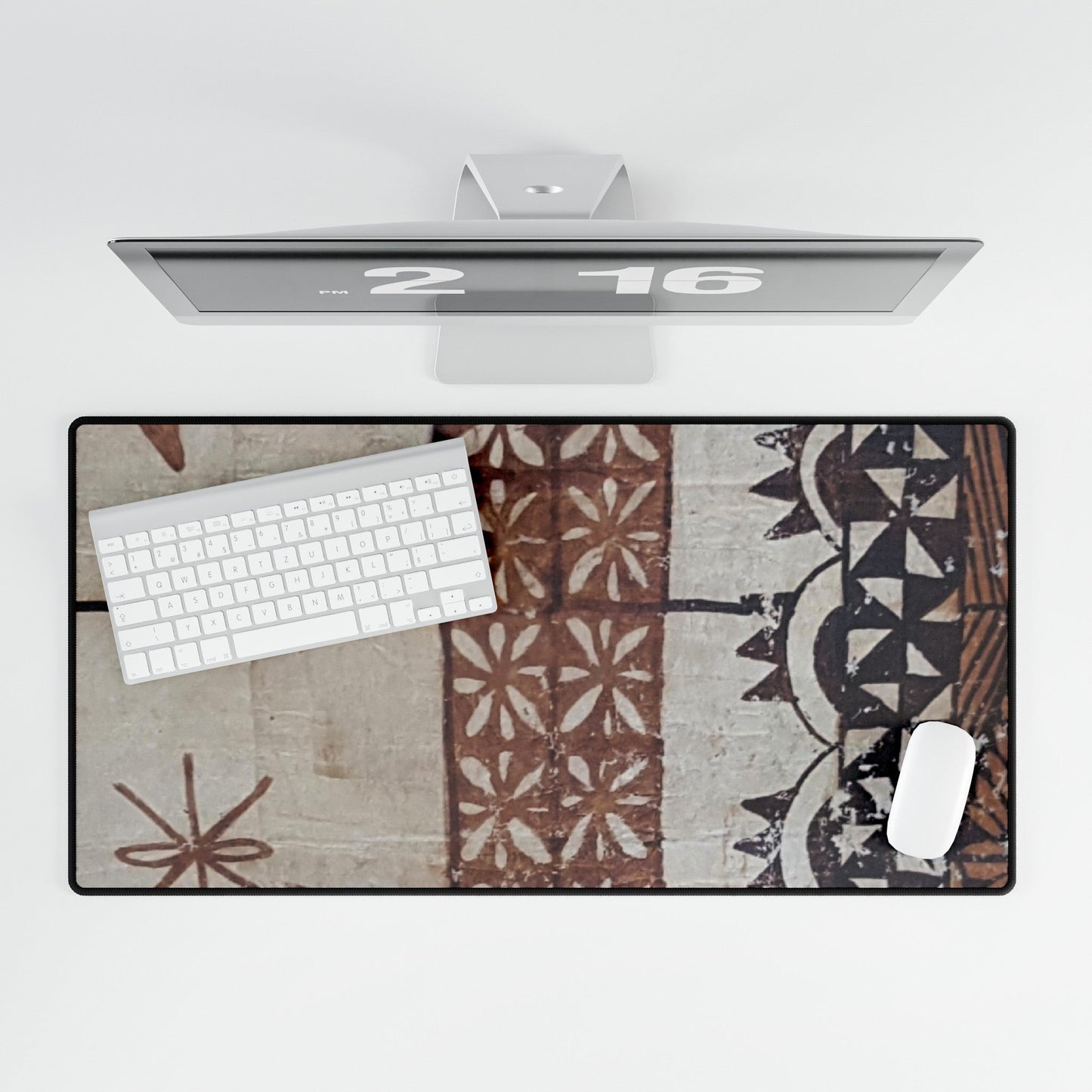 Tapa Cloth Print style Desk Mat - Squirrellyartmama