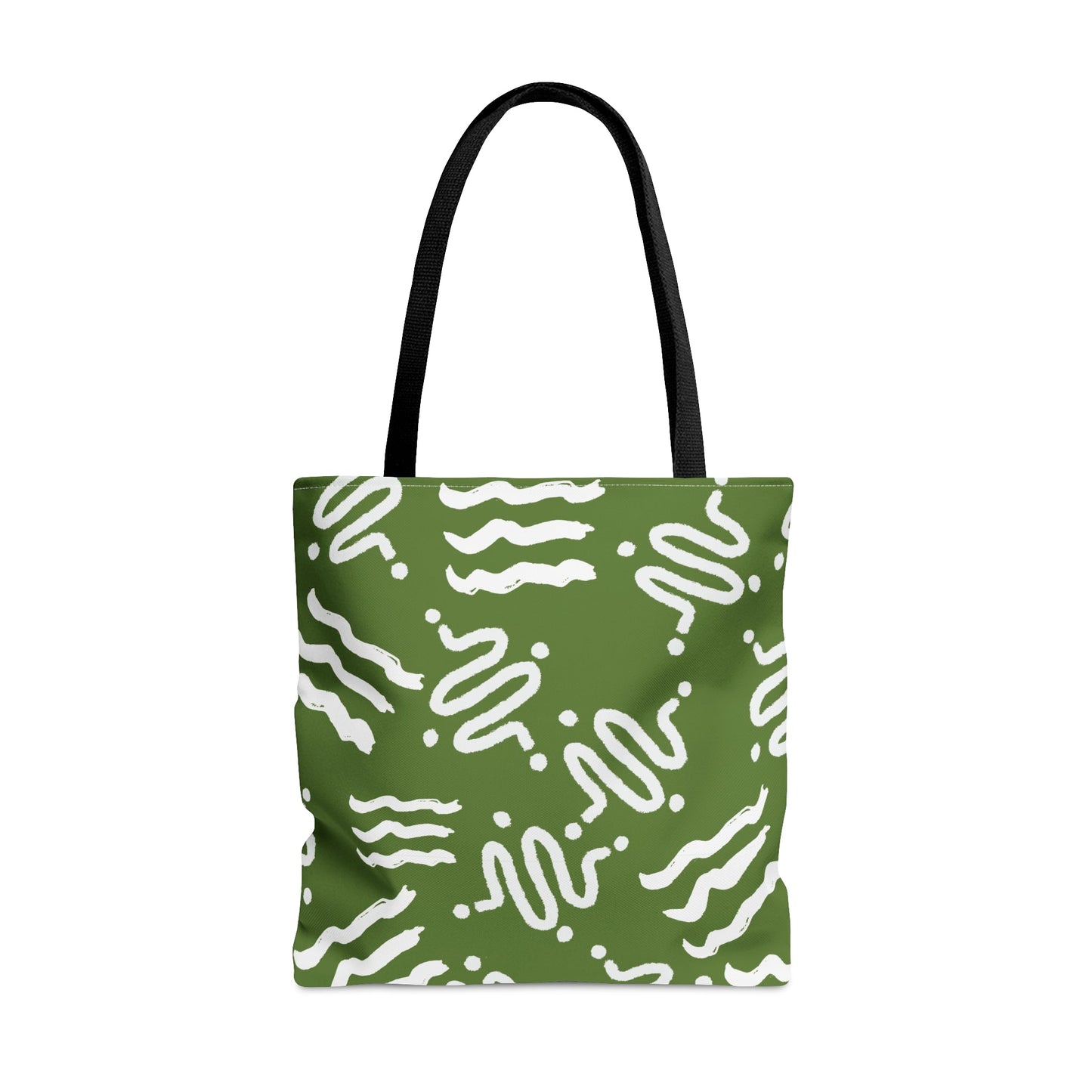 White Swirls Green Tote Bag - Squirrellyartmama