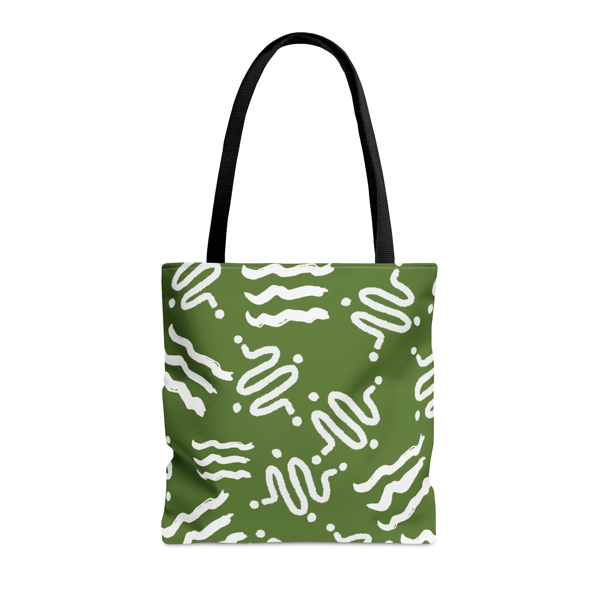 White Swirls Green Tote Bag - Squirrellyartmama