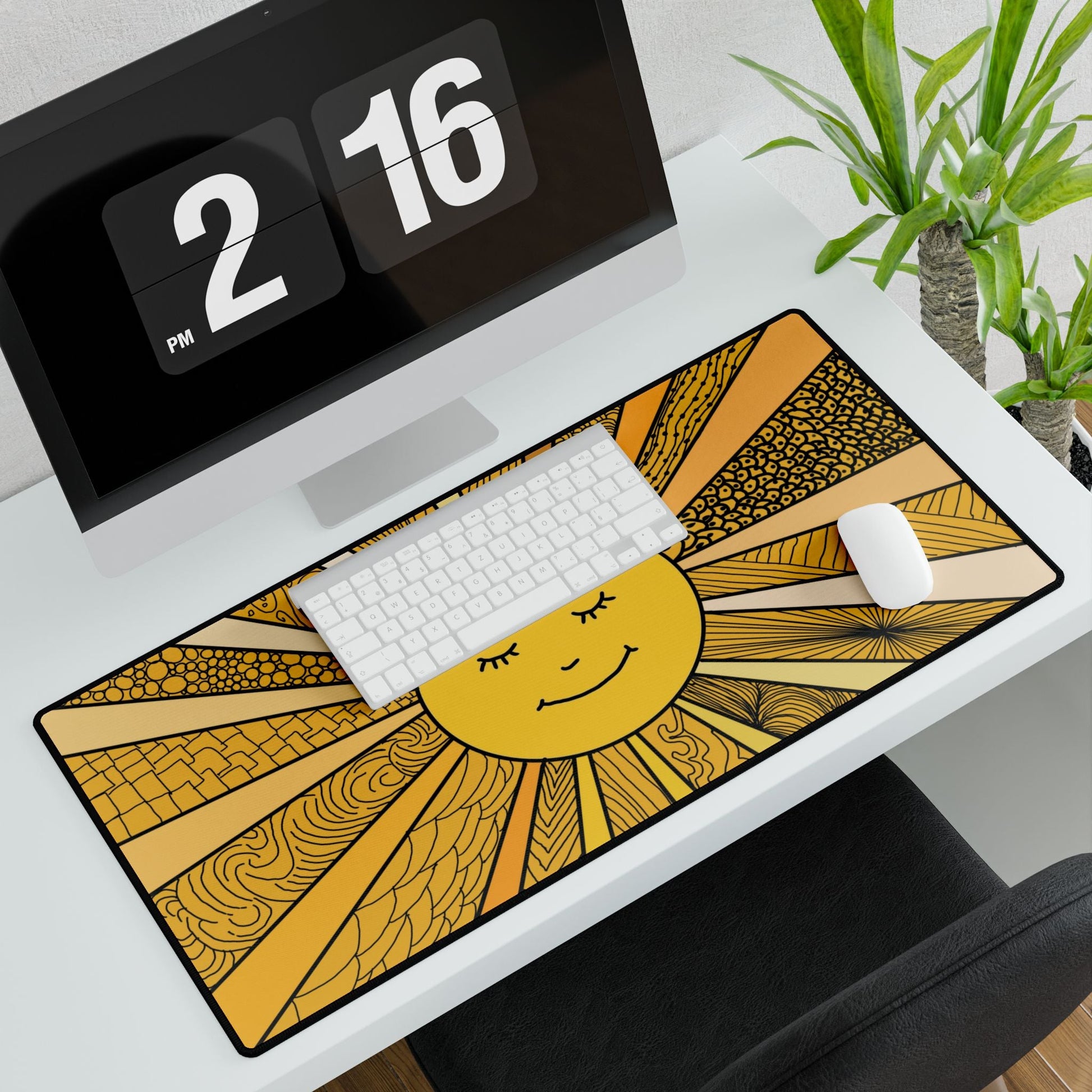 Yellow Burst of Sunshine Desk Mat - Squirrellyartmama