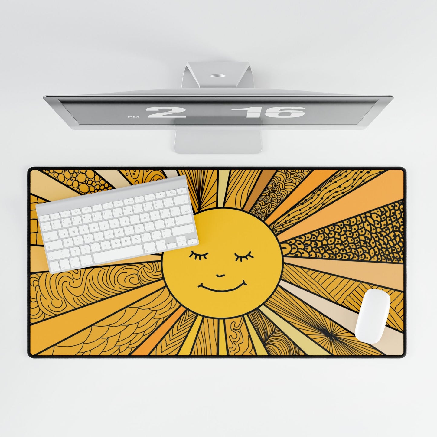 Yellow Burst of Sunshine Desk Mat - Squirrellyartmama